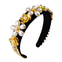 Hair Bands, Pleuche, with Plastic Pearl & Iron, gold color plated, fashion jewelry & for woman, nickel, lead & cadmium free, 135*125*33mm 
