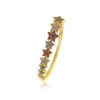Brass Bangle, Star, gold color plated, micro pave cubic zirconia & for woman, nickel, lead & cadmium free, 65*11.5mm 