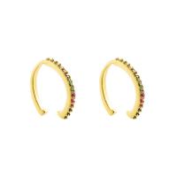Brass Earring Clip, gold color plated, micro pave cubic zirconia & for woman, nickel, lead & cadmium free, 12*12mm 
