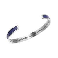 Titanium Steel Cuff Bangle, with PU Leather, Unisex & with letter pattern, blue, Inner Approx 62mm Approx 7.6 Inch 