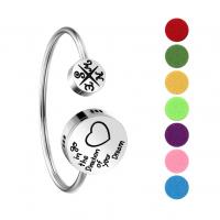 Titanium Steel Aromatherapy Bangle, Unisex & with letter pattern, original color, 3mm, Inner Approx 62mm Approx 7.6 Inch 