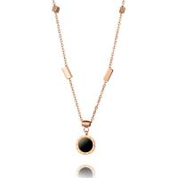 Titanium Steel Jewelry Necklace, with Shell, with 5cm extender chain, Flat Round, rose gold color plated & oval chain & for woman Approx 17.7 Inch 
