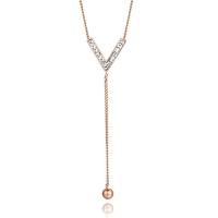 Titanium Steel Jewelry Necklace, with 5cm extender chain, rose gold color plated, oval chain & for woman & with rhinestone Approx 17.7 Inch 