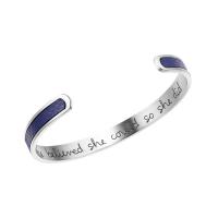 Titanium Steel Cuff Bangle, with PU Leather, with letter pattern & for woman, blue, Inner Approx 62mm Approx 7.6 Inch 