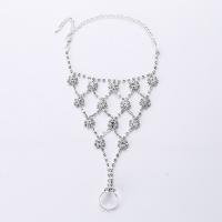 Zinc Alloy Toe Anklet, with 5cm extender chain, platinum color plated, twist oval chain & for woman & with rhinestone, 130mm Approx 12.2 Inch 