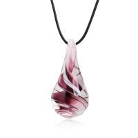 Lampwork Jewelry Necklace, with PU Leather, Unisex & inner twist 49mm Approx 17.7 Inch 