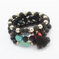 Acrylic Zinc Alloy Bracelets, with Cotton Thread & Zinc Alloy, gold color plated, 4 pieces & for woman Approx 7 Inch 