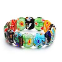 Lampwork Bracelets, fashion jewelry & for woman & gold sand & inner flower, mixed colors Approx 7.5 Inch 