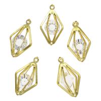 Diamantes de imitación colgante de hierro, fundición, con diamantes de imitación con resina, chapado en color dorado, hueco, 24x14mm, agujero:aproximado 1.3mm, 100PCs/Bolsa, Vendido por Bolsa