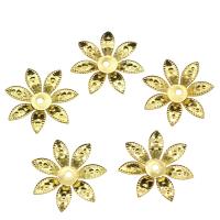 Iron Bead Caps, Flower, gold color plated Approx 1.3mm 
