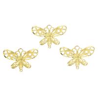 Iron Animal Pendants, Butterfly, gold color plated, hollow Approx 0.8mm 
