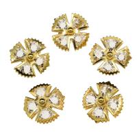 Diamantes de imitación colgante de hierro, fundición, con diamantes de imitación con resina, chapado en color dorado, 15x8mm, agujero:aproximado 1.2mm, 100PCs/Bolsa, Vendido por Bolsa