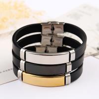 Silicone Stainless Steel Bracelets, with Silicone, polished, fashion jewelry & Unisex 10mm Approx 8.26 Inch 