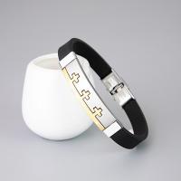 Silicone Stainless Steel Bracelets, with Silicone, polished, fashion jewelry & for man, 10mm Approx 8.66 