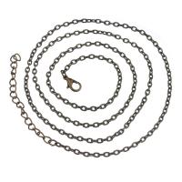 Eiserne Halskette Kette, Eisen, mit Verlängerungskettchen von 50mm, plattiert, DIY, keine, Länge:ca. 30.7 ZollInch, verkauft von Strang