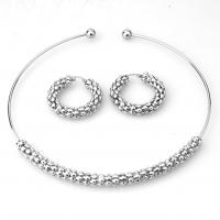 Fashion Stainless Steel Jewelry Sets, earring & necklace, plated, fashion jewelry & for woman 40mmuff0c8mmuff0c150mm 