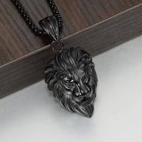 Stainless Steel Pendant, Lion, plated & for man & with rhinestone 