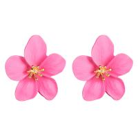 Enamel Zinc Alloy Stud Earring, Flower, gold color plated, for woman nickel, lead & cadmium free, 35*35mm 