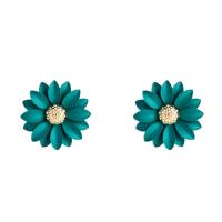 Enamel Zinc Alloy Stud Earring, Flower, gold color plated, for woman nickel, lead & cadmium free, 23*23mm 