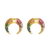 Cubic Zircon Brass Earring, gold color plated, for woman, nickel, lead & cadmium free, 15*15mm 