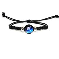Ciré de coton bracelet, avec verre, constellation bijoux & temps bijou bijoux & unisexe & styles différents pour le choix & lumineux, 16mm Environ 6.3-10.24 pouce, Vendu par brin