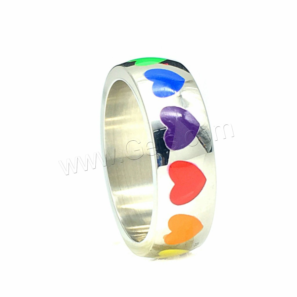 Enamel Stainless Steel Finger Ring, Unisex & different size for choice, 6mm, Sold By PC