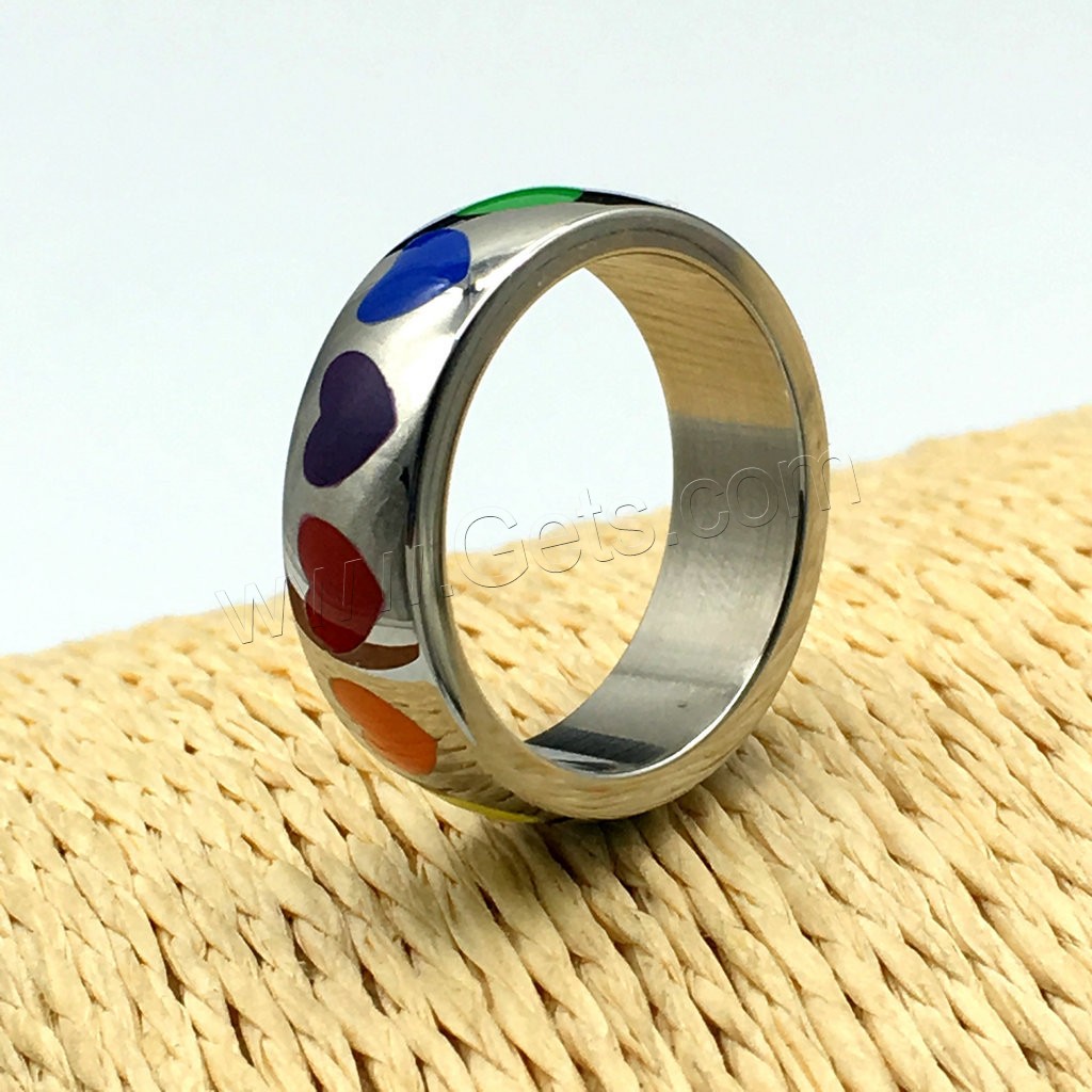 Esmalte de acero inoxidable anillo de dedo, unisexo & diverso tamaño para la opción, 6mm, Vendido por UD