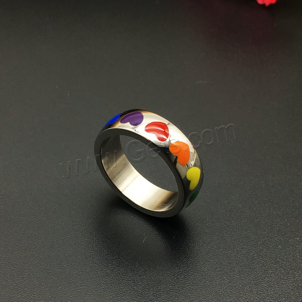 Enamel Stainless Steel Finger Ring, Unisex & different size for choice, 6mm, Sold By PC