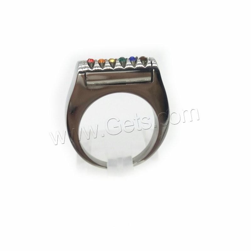 Anilo de dedo de acero inoxidable, unisexo & diverso tamaño para la opción & con diamantes de imitación, 6mm, Vendido por UD