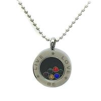 Stainless Steel Pendants, with Glass, Flat Round, with letter pattern, 24mm 