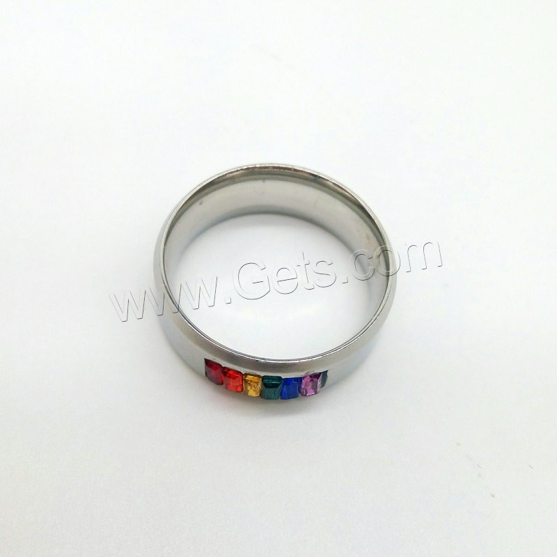 Нержавеющая сталь Rhinestone палец кольцо, нержавеющая сталь, Мужская & разный размер для выбора & со стразами, 8mm, продается PC