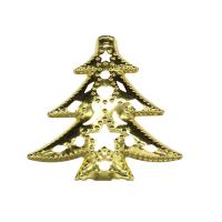 Strass Harz Anhänger, Eisen, Weihnachtsbaum, goldfarben plattiert, hohl, 62x61x2mm, Bohrung:ca. 1mm, 50PCs/Tasche, verkauft von Tasche