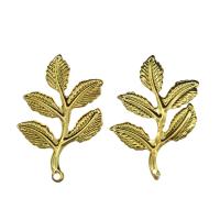 Iron Leaf Pendants, gold color plated Approx 1mm 