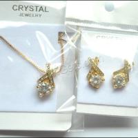 Rhinestone Zinc Alloy Jewelry Set, earring & necklace, with 5cm extender chain, plated, Korean style & for woman & with rhinestone Approx 15.75 Inch 