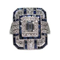 Горный хрусталь сплава цинка палец кольцо, цинковый сплав, плакирован серебром, разный размер для выбора & Женский & со стразами, голубой, продается PC