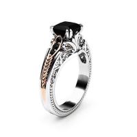 Cubic Zircon Brass Finger Ring, plated & for woman & with cubic zirconia, black 