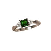 Cubic Zircon Brass Finger Ring, silver color plated & for woman & with cubic zirconia, green, 5*5mm 