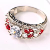 Кубическое цирконовое латунное кольцо, Латунь, плакирован золотом, разный размер для выбора & Женский & с кубическим цирконием, продается PC