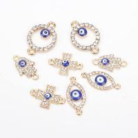 Rhinestone Zinc Alloy Connector, gold color plated & with rhinestone, blue, 5~20mm 