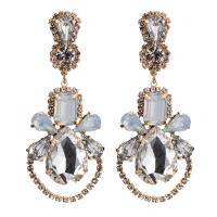 Zinc Alloy Rhinestone Drop Earring, with acrylic rhinestone, plated, fashion jewelry & for woman 