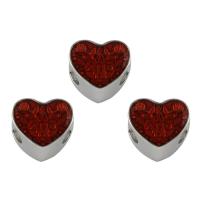 Stainless Steel European Beads, 316L Stainless Steel, Heart, enamel, red Approx 4mm 