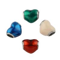 Stainless Steel European Beads, 316L Stainless Steel, Heart, enamel Approx 4mm 