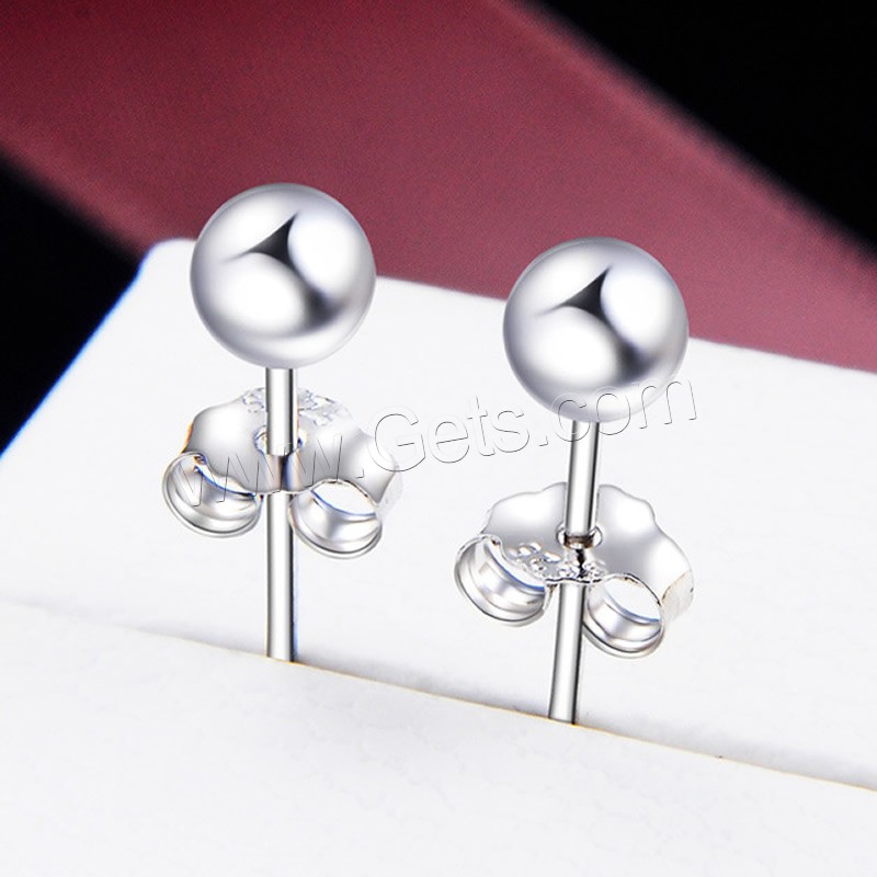 Sterling Silver Stud Earring, 925 Sterling Silver, sterling silver post pin, polished, different size for choice & for woman, silver color, Sold By Pair