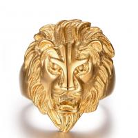 Men Stainless Steel Ring in Bulk, Lion, plated, fashion jewelry & for man, golden 