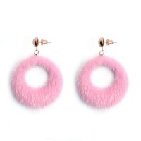 Zinc Alloy Drop Earring, with Plush, plated, fashion jewelry & for woman 