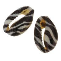 Shell Jewelry Findings, fashion jewelry & DIY, white and black, 12-12.5x19.5-20x6-7mm 