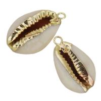 Brass Shell Pendants, with Shell, gold color plated, fashion jewelry, 14.5-15x23-25x10.5-11mm Approx 2mm 