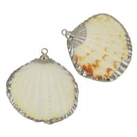 Brass Shell Pendants, with Shell, silver color plated, fashion jewelry, 25- 6-7mm Approx 1.5mm 