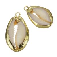 Brass Shell Pendants, with Shell, gold color plated, fashion jewelry, 14-15x22-27x7-7.5mm Approx 2mm 