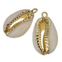 Brass Shell Pendants, with Shell, gold color plated, fashion jewelry, 13.5-14x22-23x7-7.5mm Approx 2mm 